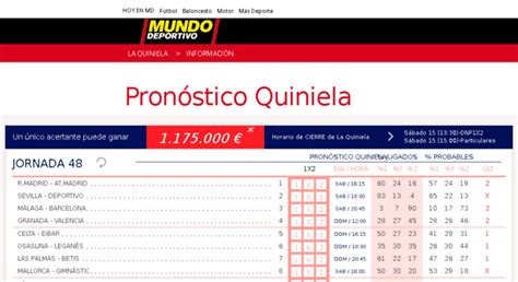 La Quiniela de Mundo Deportivo. Pronóstico Quiniela de la .